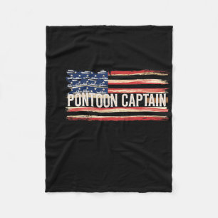 Pontoon Captain Patriotic Boating Fun Water Sport Fleece Blanket