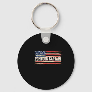 Pontoon Captain Patriotic Boating Fun Water Sport  Key Ring