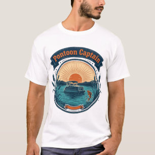 Pontoon Captain Retro Lake Sunset T-Shirt