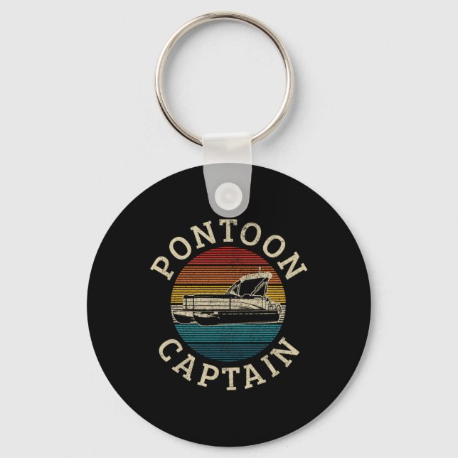 Pontoon Captain Vintage Pontoon Boating Boating  Key Ring (Front)