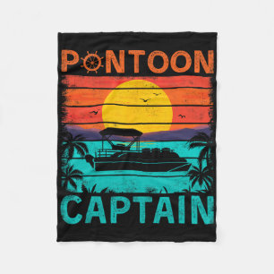 Pontoon Captain Vintage Style Pontoon Boat Boating Fleece Blanket