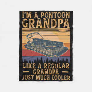 Pontoon For Grandpa Men Pantoon Boating Lake Toon Fleece Blanket