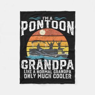 Pontoon Grandpa Captain Retro Funny Boating Father Fleece Blanket