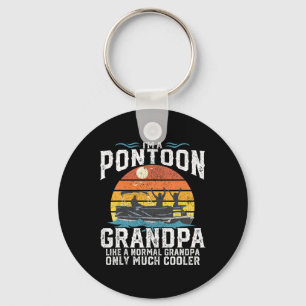 Pontoon Grandpa Captain Retro Funny Boating Father Key Ring