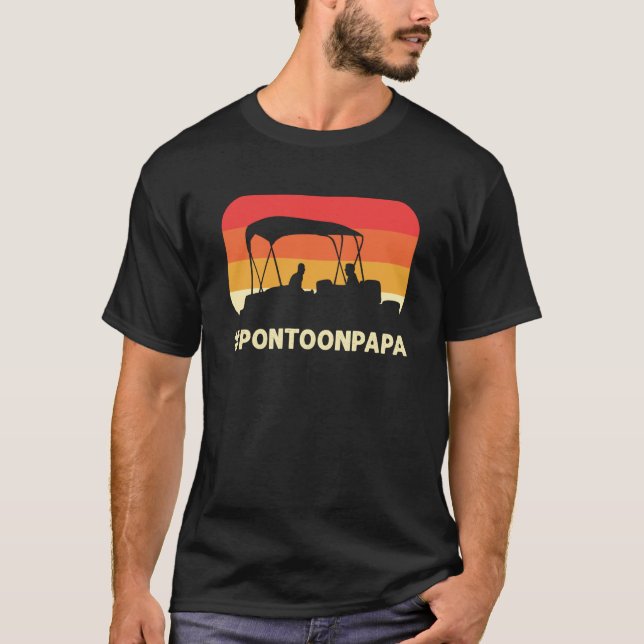 Pontoon Papa For Pontoon Boating Boat Captain T-Shirt (Front)