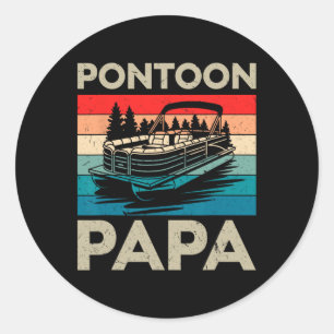 Pontoon Papa Recto Boat Captain Pontoon Owner Dad  Classic Round Sticker