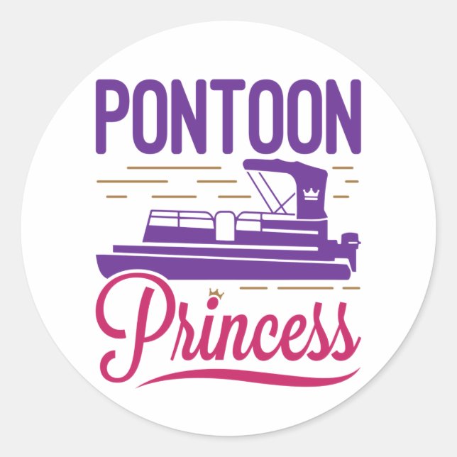 Pontoon Princess Pontooning Motor Boating Classic Round Sticker (Front)