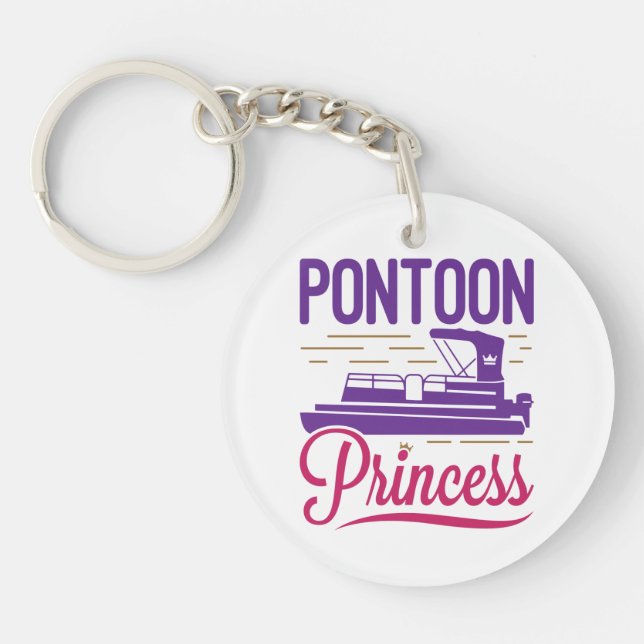 Pontoon Princess Pontooning Motor Boating Key Ring (Front)