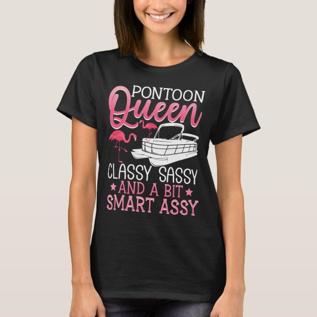 Pontoon Queen Flamingo Boating Shirt (Front)