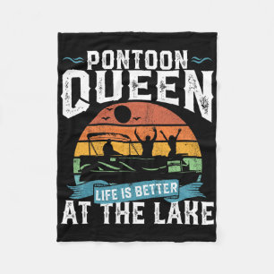 Pontoon Queen Funny Boating Lake Pontooning Womens Fleece Blanket