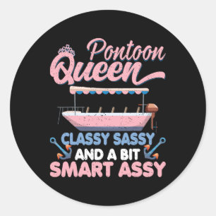 Pontoon Queen Gift For Pontoon Boating Mum Women G Classic Round Sticker