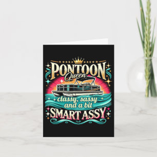Pontoon Queen Women Pontoon Boat Captain Boating Card