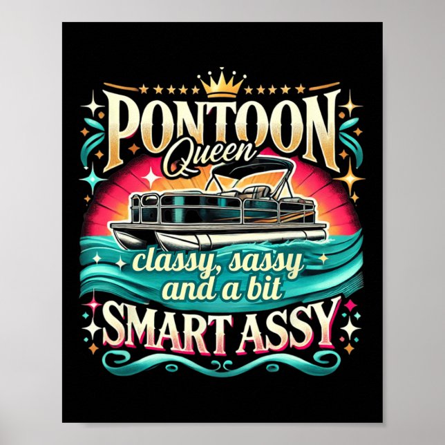 Pontoon Queen Women Pontoon Boat Captain Boating  Poster (Front)