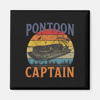 Pontoon Vintage White Pontoon Captain Boating Funn Magnet