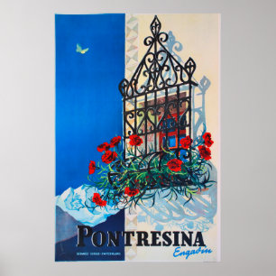 Pontresina ,Engadin, Switzerland, Ski Poster