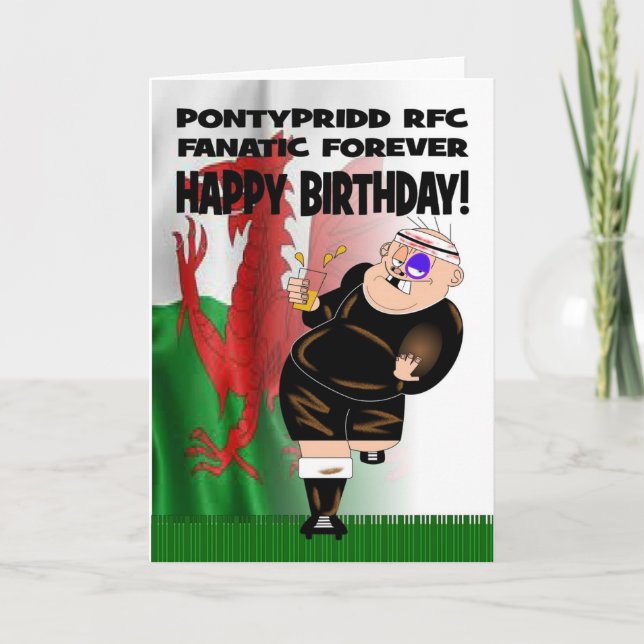 Pontypridd RFC Fanatic Forever Rugby Birthday Card (Front)