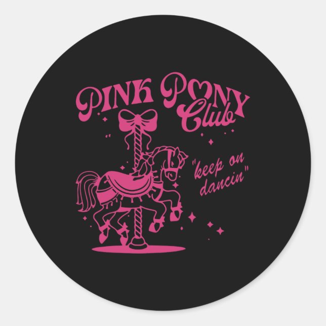 Pony And Heels Lover Pink Girls Clubs Cowgirl  Classic Round Sticker (Front)