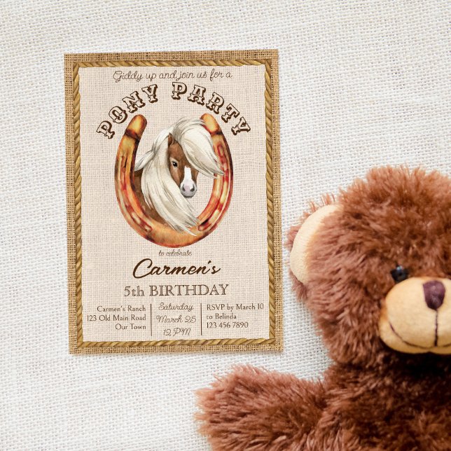 Pony birthday giddy up cowgirl cowboy party invite (Creator Uploaded)