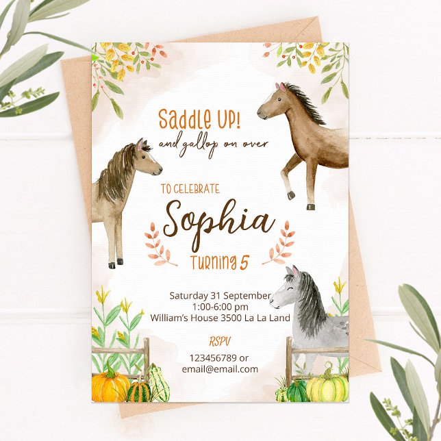 Pony Birthday invitation with fall theme (Creator Uploaded)