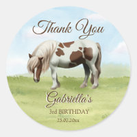 Pony birthday party giddy up thank you favour