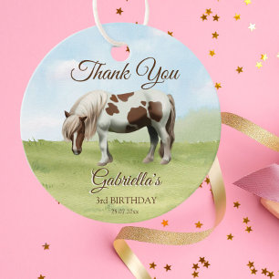 Pony birthday party giddy up thank you favour favour tags