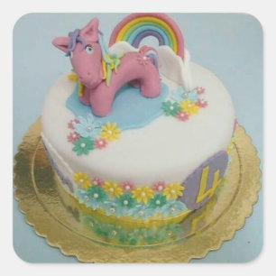 Pony cake 1 square sticker