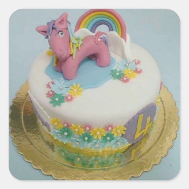 Pony cake 1 square sticker (Front)