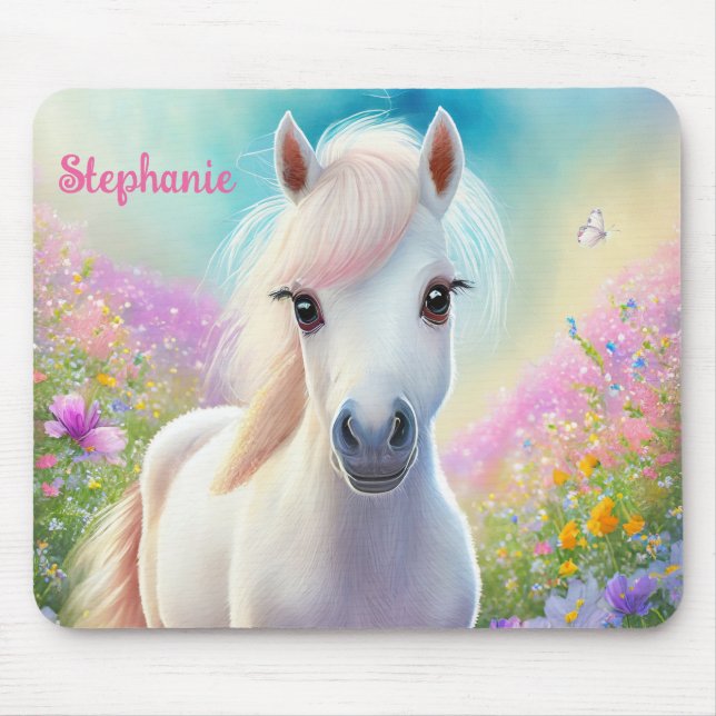 Pony Cute Personalised Girly Name Mouse Pad (Front)