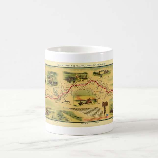Pony Express Map by William Henry Jackson 1861 Coffee Mug (Center)