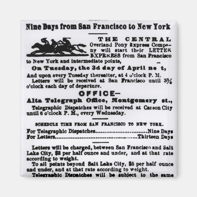 Pony Express, Nine Days Magnet (Front)