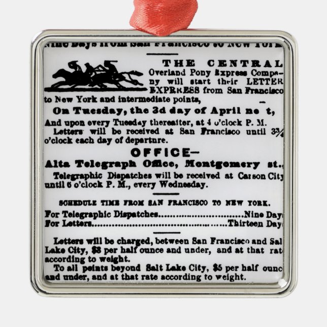 Pony Express, Nine Days Metal Tree Decoration (Front)
