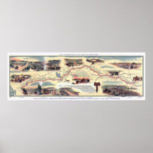 Pony Express Route Map Poster