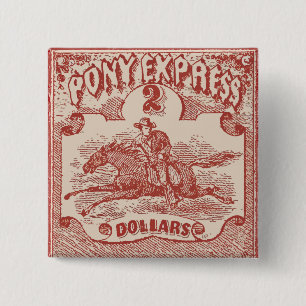 Pony Express Vintage Stamp 15 Cm Square Badge