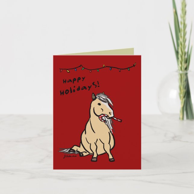 Pony Holiday Christmas Greeting Card (Front)