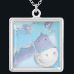 Pony horse blue watercolor art necklace<br><div class="desc">Beautiful blue Pony whimiscal watercolor art necklace Unique design and painting by Sarah Trett.</div>