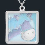 Pony horse blue watercolor art necklace<br><div class="desc">Beautiful blue Pony whimiscal watercolor art necklace Unique design and painting by Sarah Trett.</div>