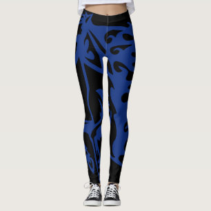 Pony Horse Stallion Steed Lightning Blue Line Art Leggings
