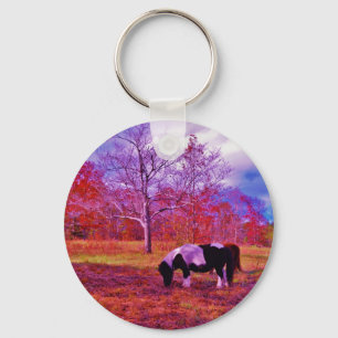 PONY IN A RAINBOW coloured field Key Ring