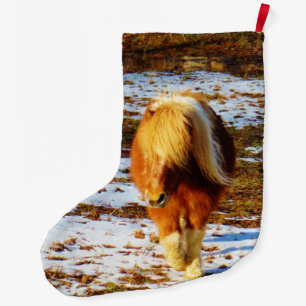 Pony in the Snow Large Christmas Stocking