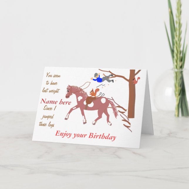 Pony Joke card, with squirrel. Birthday Add name. Card (Front)
