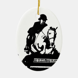 Pony Jumping bw Ceramic Ornament