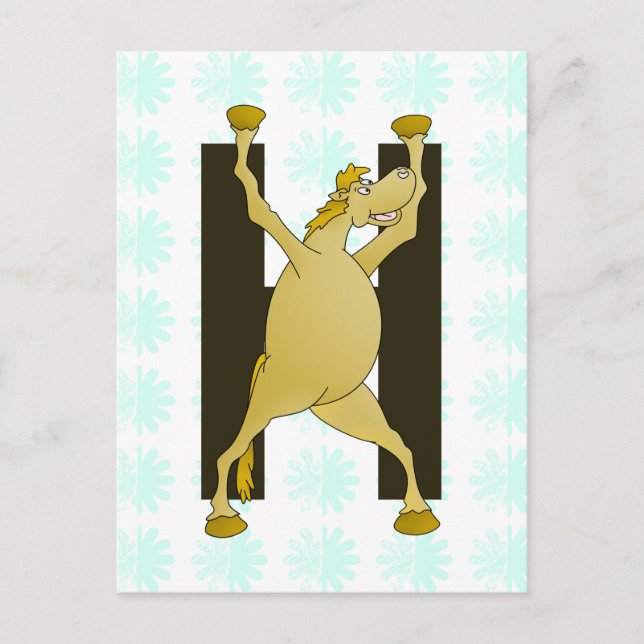 Pony Monogram Letter H Personalised Postcard (Front)