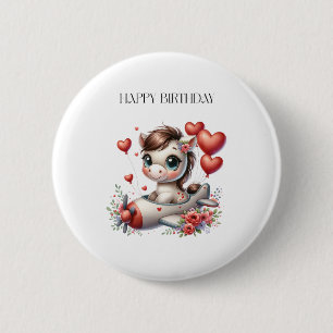 Pony Pilot Birthday 6 Cm Round Badge