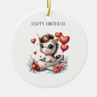 Pony Pilot Birthday Ceramic Ornament