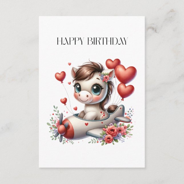 Pony Pilot Birthday Enclosure Card (Front)