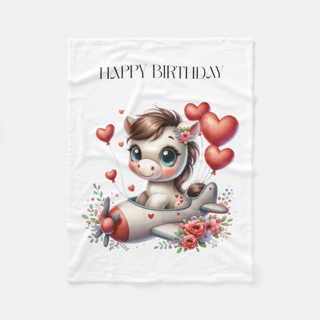 Pony Pilot Birthday Fleece Blanket (Front)