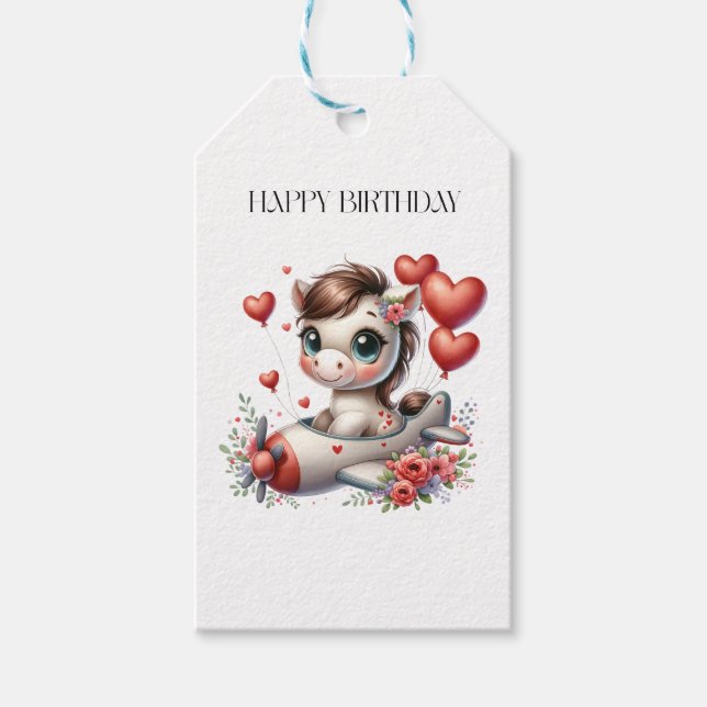 Pony Pilot Birthday Gift Tags (Front)