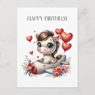 Pony Pilot Birthday Holiday Postcard