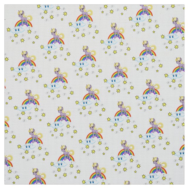 Pony Rainbow Clouds Fabric (Swatch)