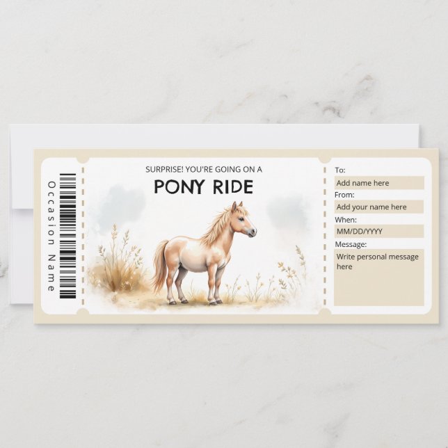 Pony Ride Gift Certificate Invitation (Front)